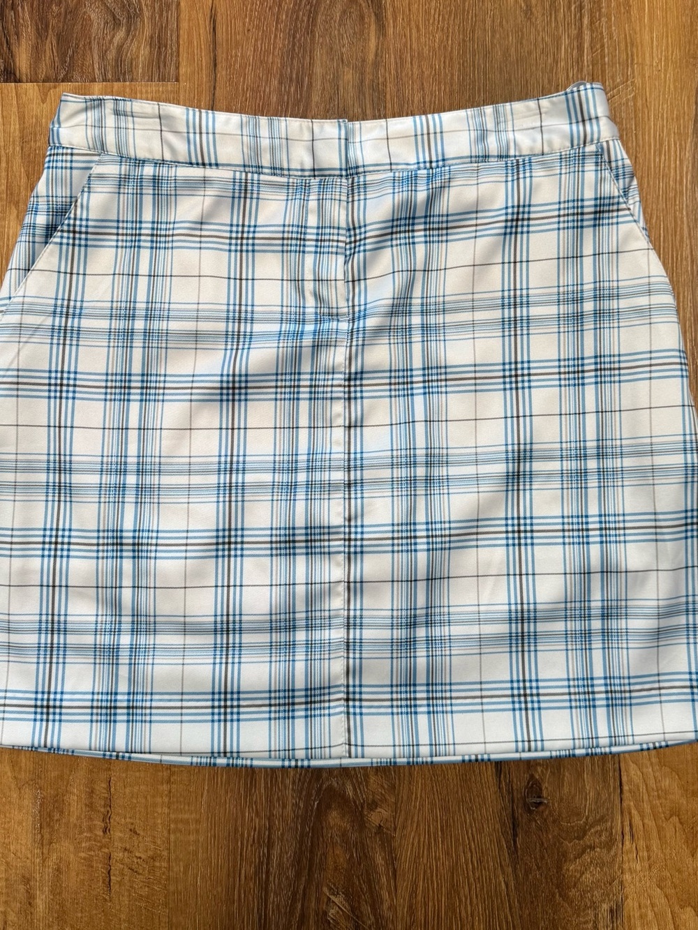 Izod White and Blue Plaid Mini Skirt